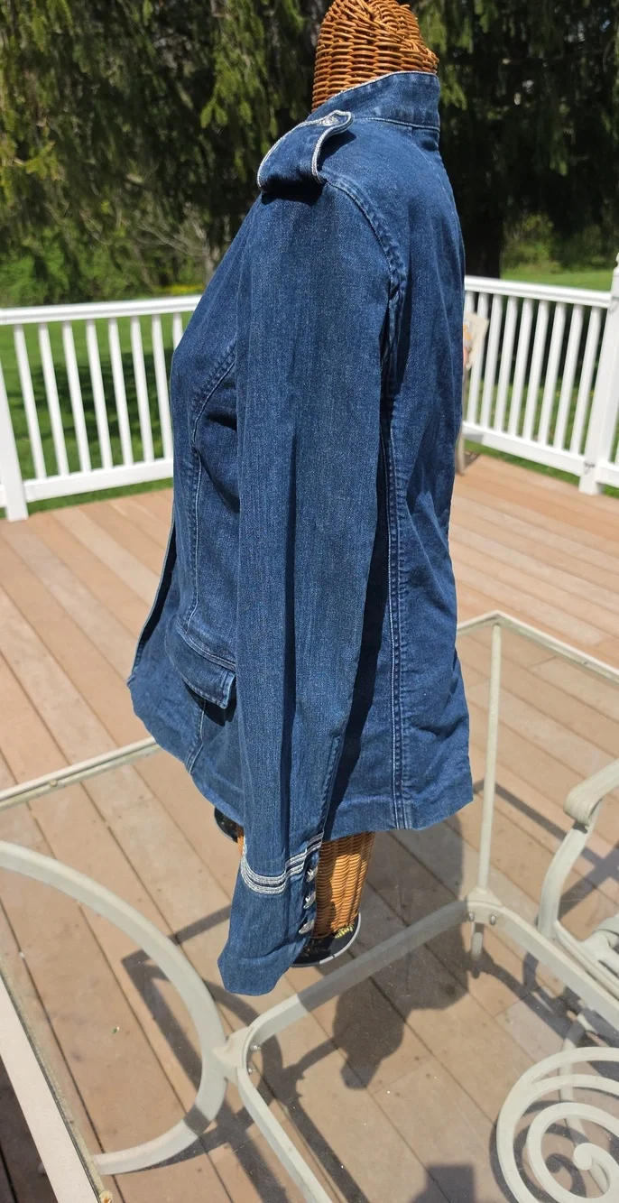 Lauren Ralph Lauren Dark Blue Denim Military-Style Jacket Womens Size 16 - Picture 6 of 9